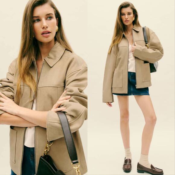 New Reformation Veda Bennett Oversized Leather Jacket - Picture 1 of 8